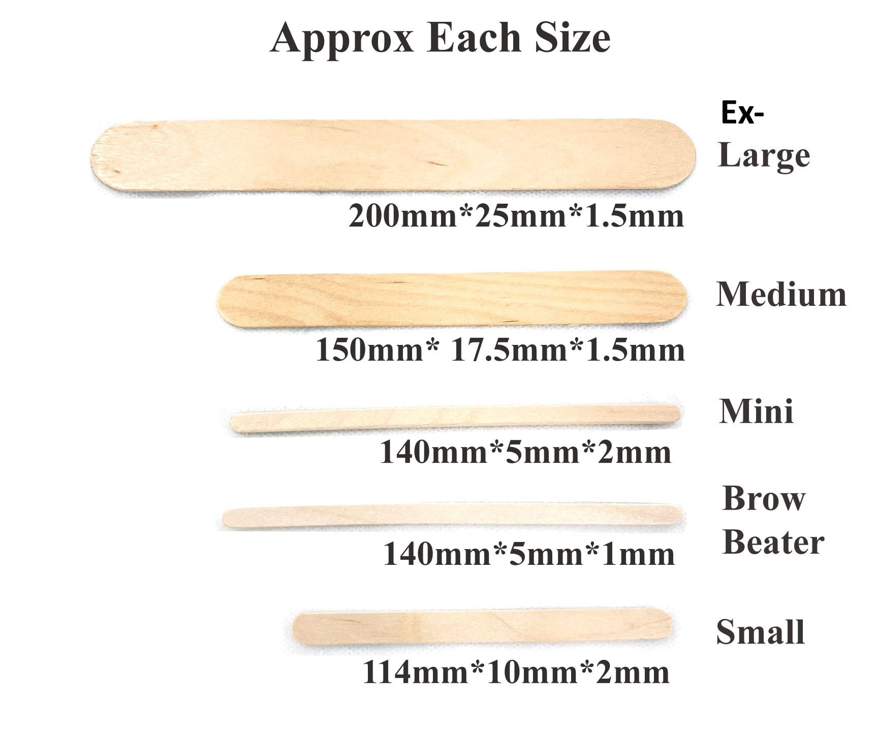 1537 20cm Wooden Waxing Spatulas Ex Large 100pc Always Nail & Beauty