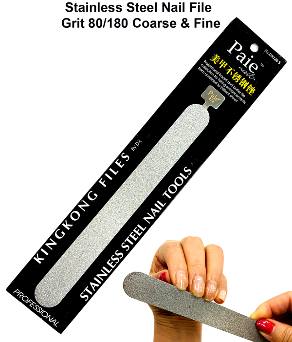9382 Large Stainless Steel Nail File 19cm 80/180 - Always Nail & Beauty  Supply